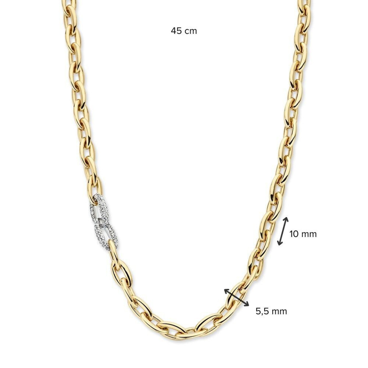 Gouden collier van 14-karaat met twee diamanten schakels 0.50 crt - Lengte 45 cm