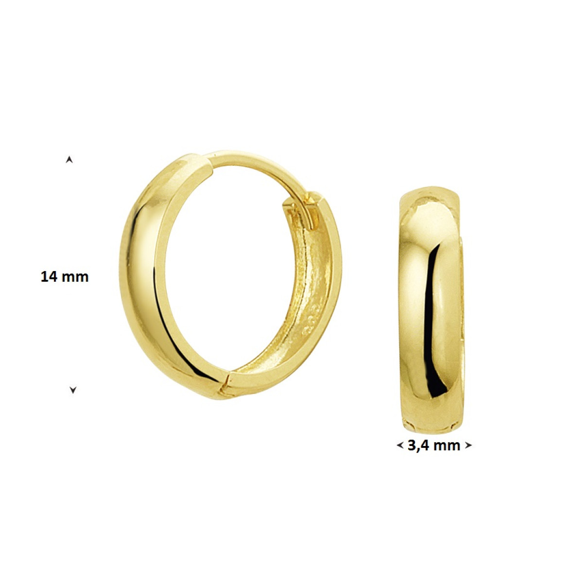 Gouden creolen 14 mm bij 3.5 mm
