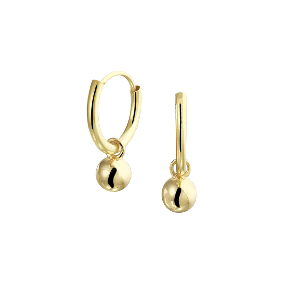 Gouden creolen met hanger bolletjes