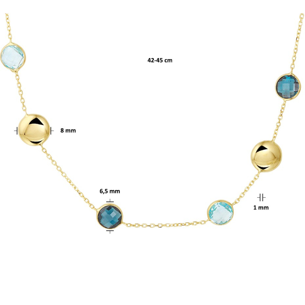 Gouden dames ketting met topaas