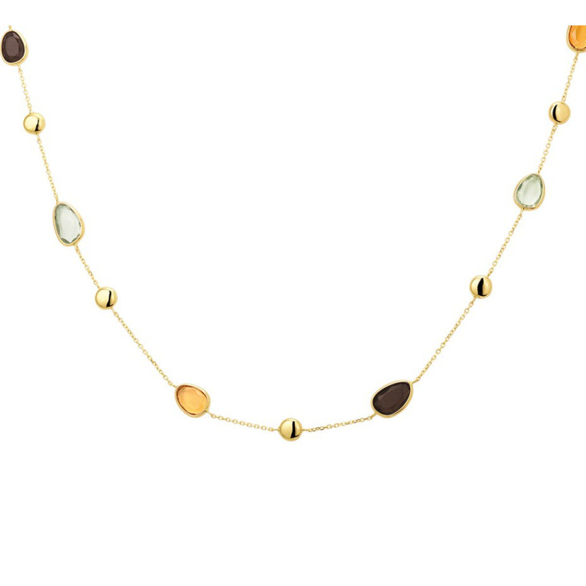 Prachtige edelsteen ketting in het goud 42-48 cm