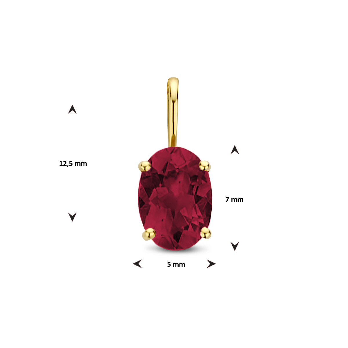 Gouden edelsteen hanger met rhodoliet 0.98 crt