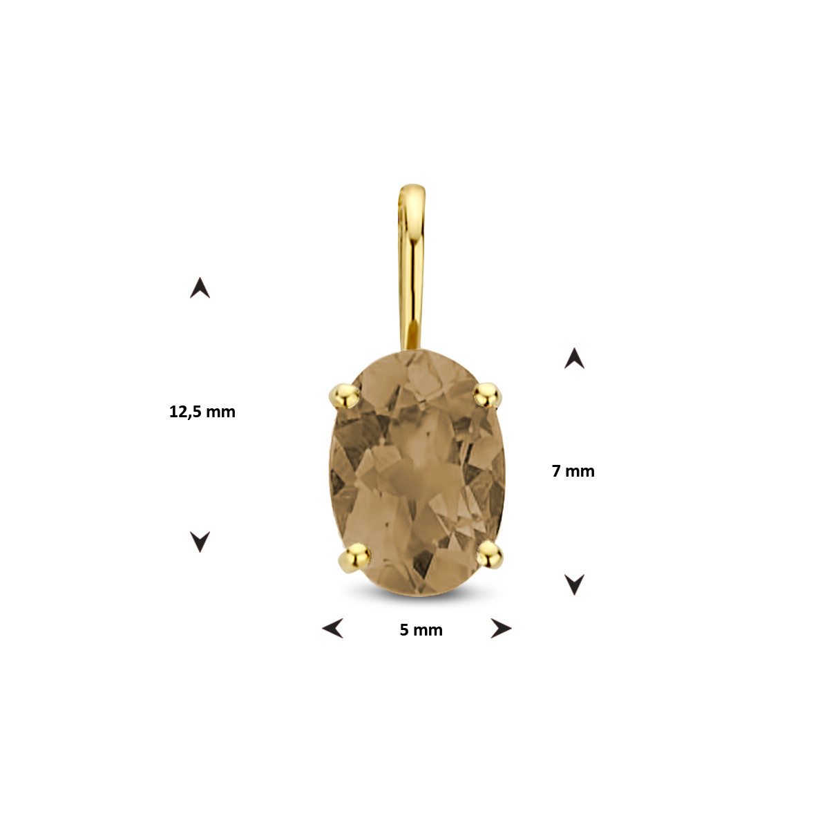 Gouden edelsteen hanger met rookkwarts 0.73 crt