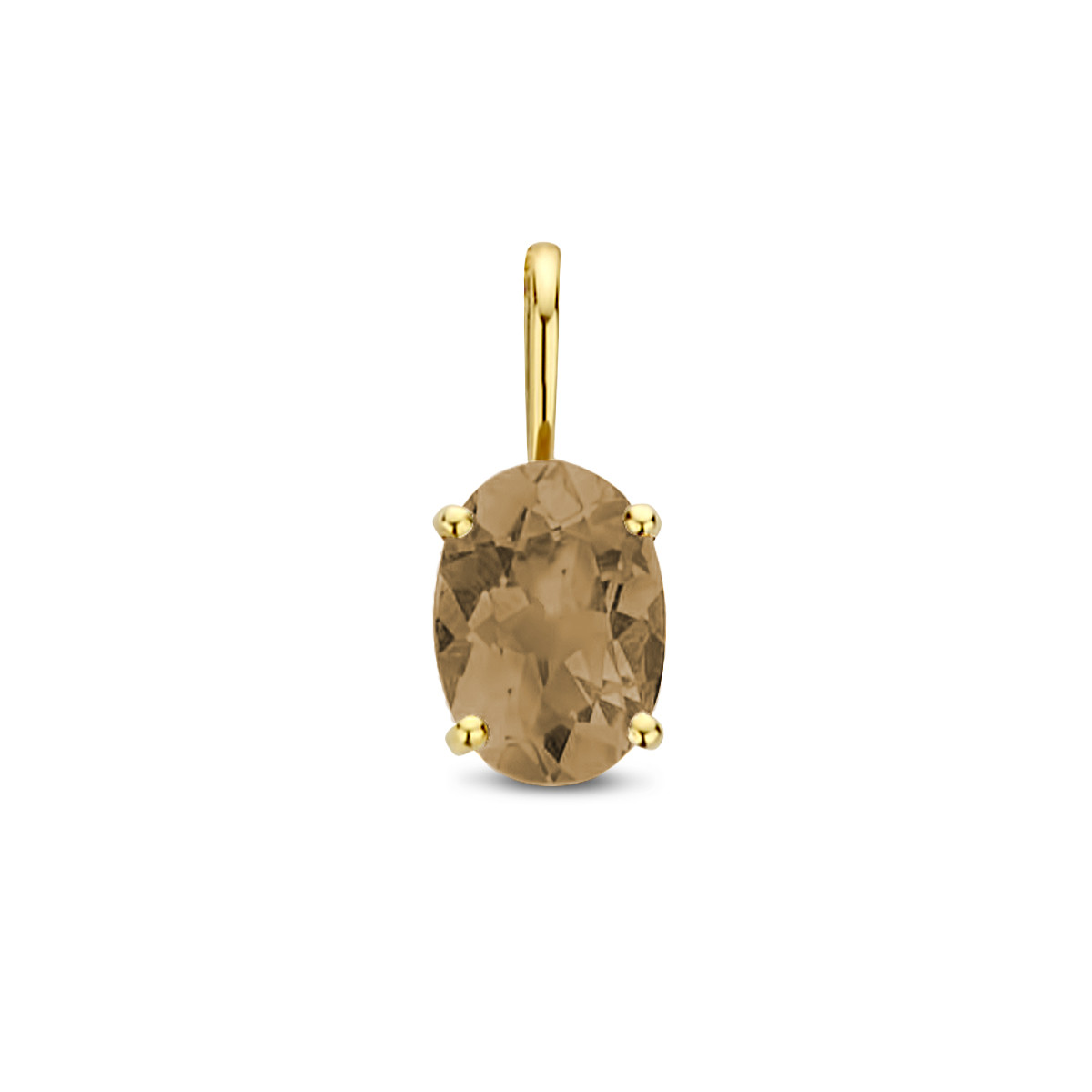 Gouden edelsteen hanger met rookkwarts 0.73 crt