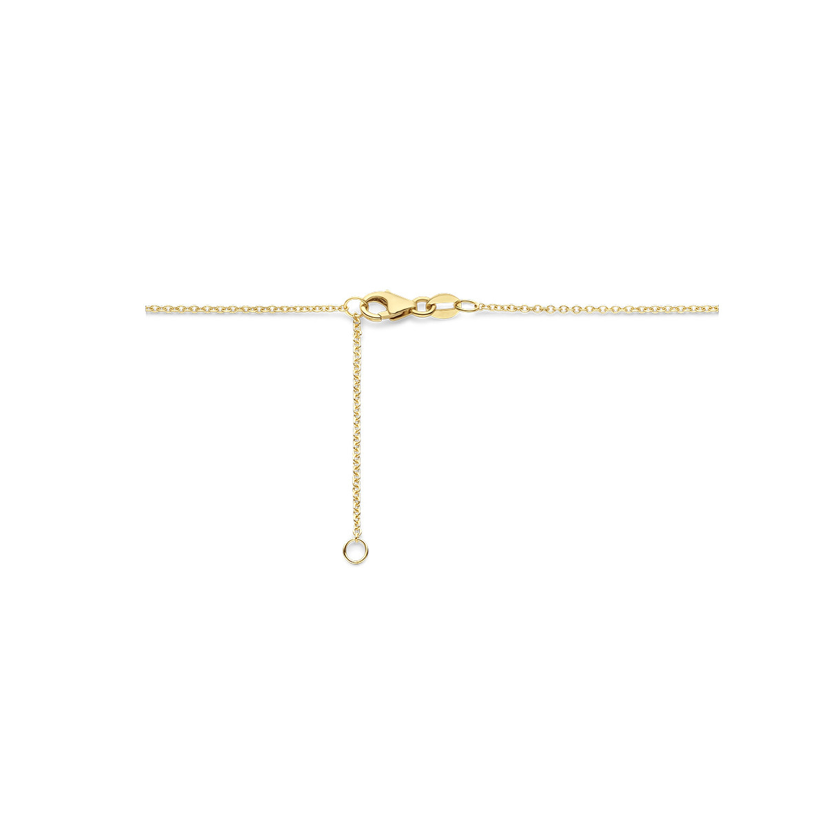 Gouden edelsteen ketting met blauwe topaas en diamant 0.15 crt - Lengte 42-45 cm
