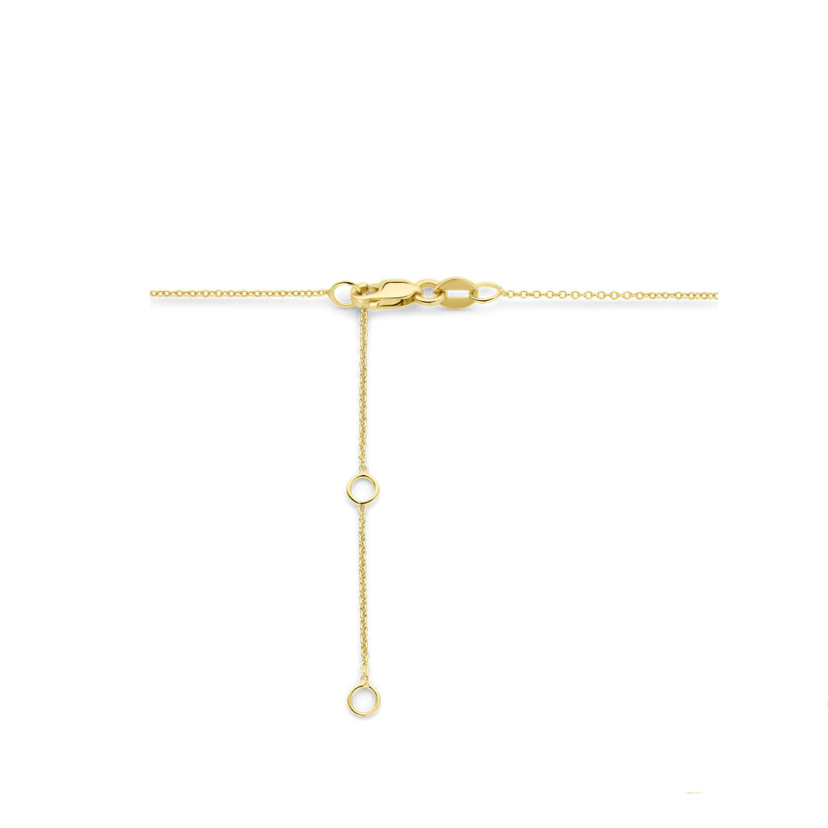 Gouden edelsteen ketting met ovale robijn en diamant 0.12 crt - Lengte 41-43-45 cm
