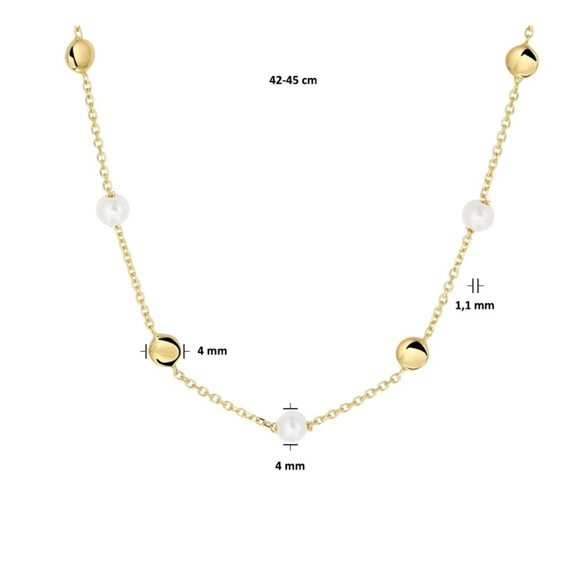 Gouden edelsteen ketting met parel
