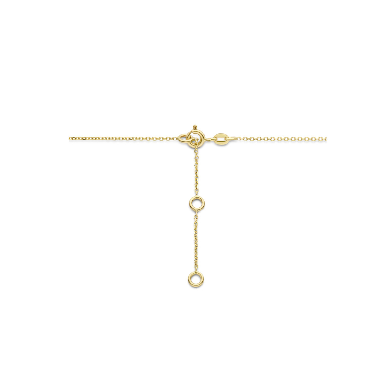 Gouden edelsteen ketting met ronde opaal en robijn in het roze en rood - Lengte 41-43-45 cm