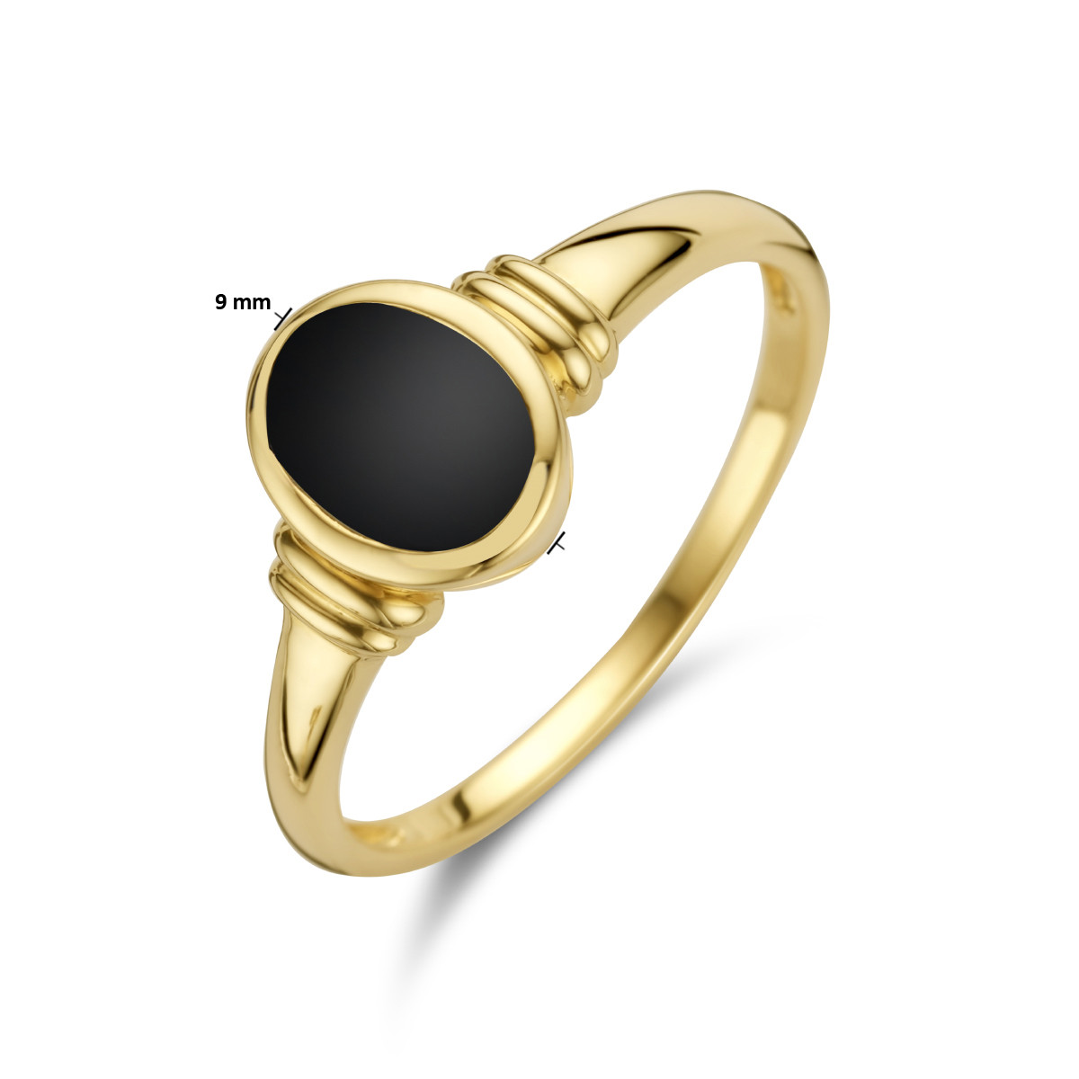 Gouden edelsteen ring met ovale onyx