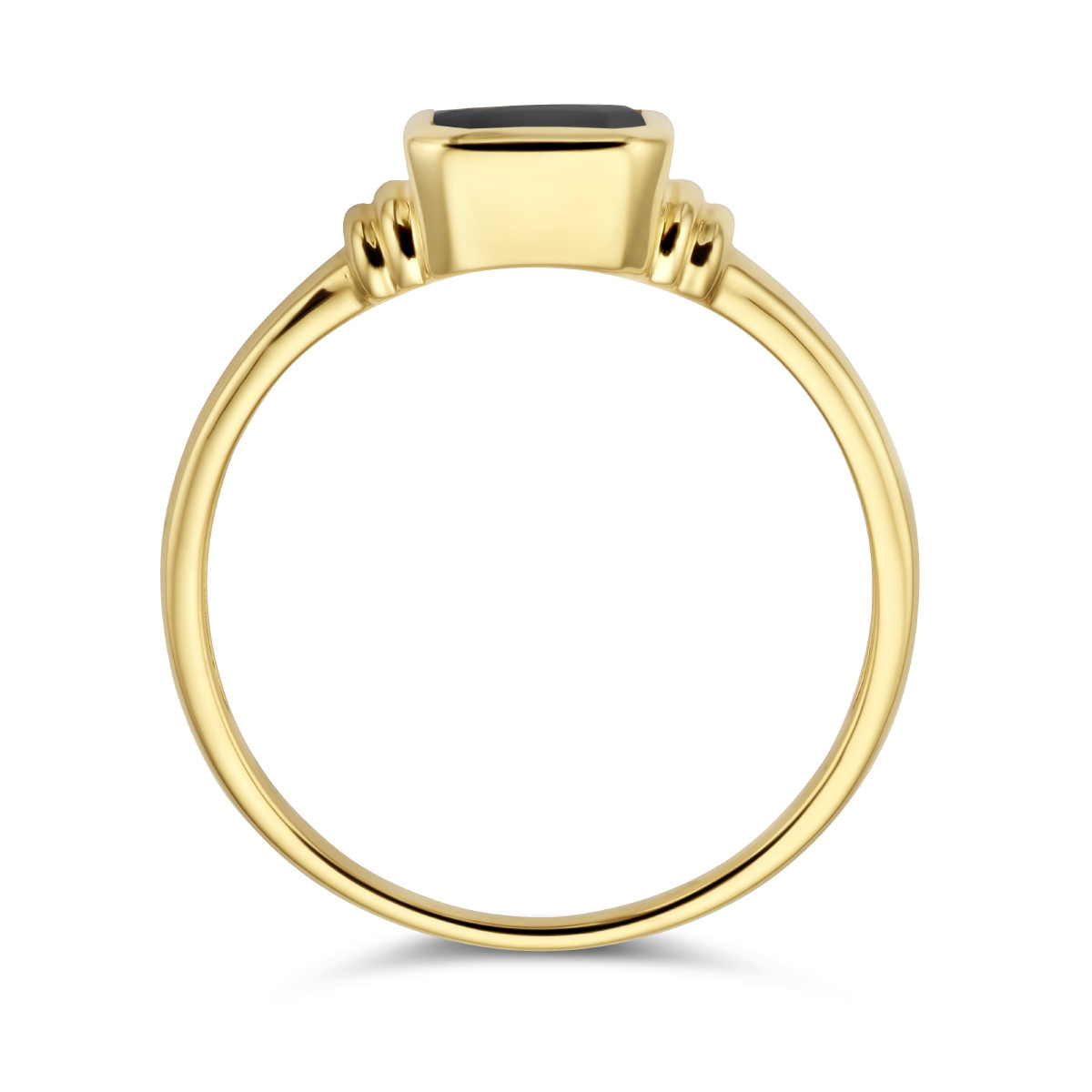 Gouden edelsteen ring met rechthoekige onyx