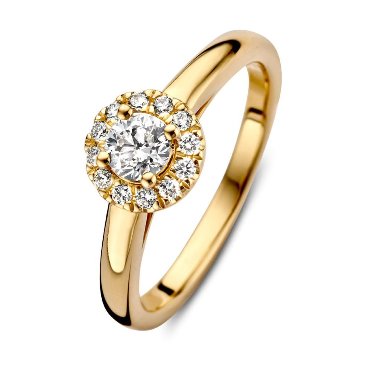 Gouden entourage ring met briljant geslepen diamanten 0.45 crt