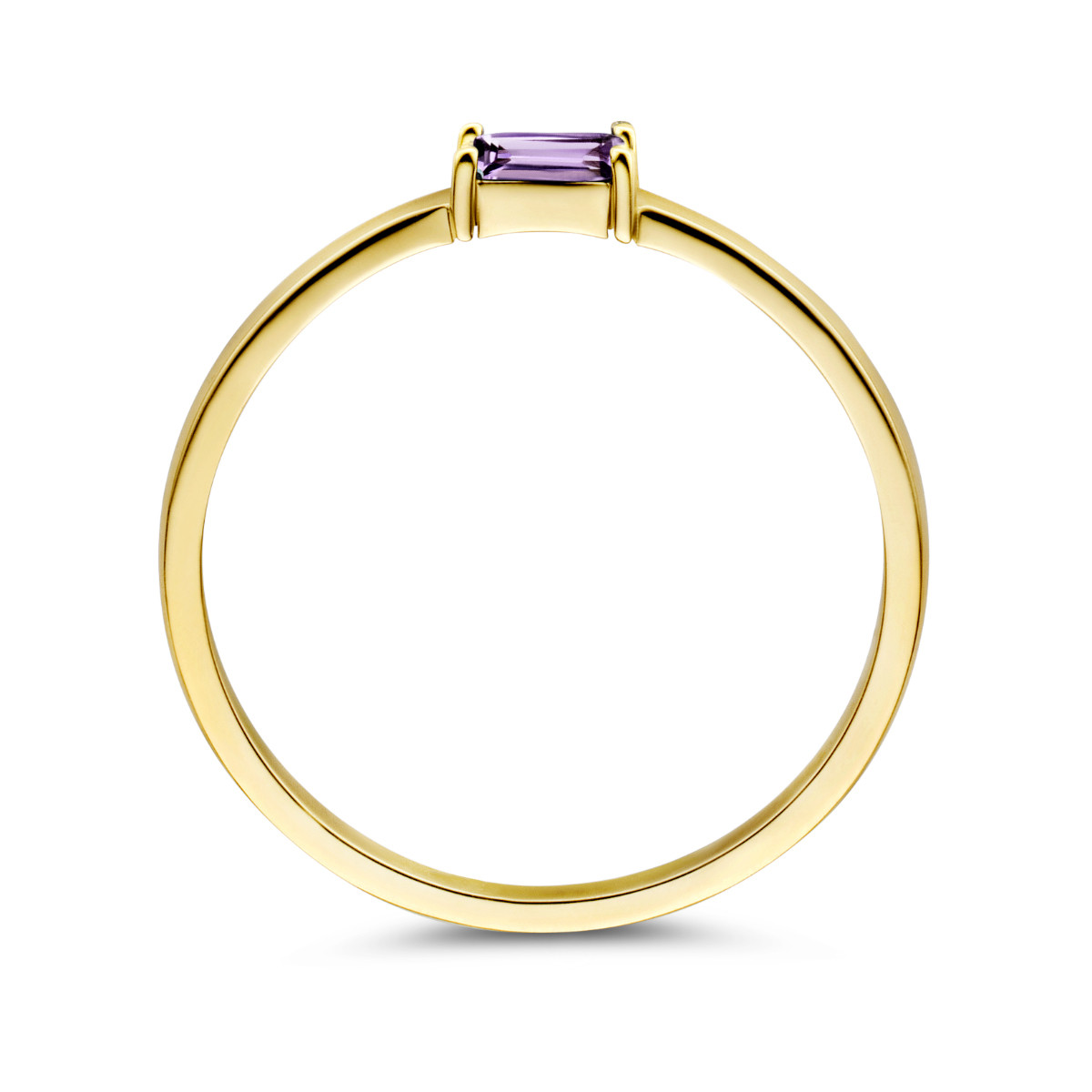 Gouden geboortesteen ring met amethist juni