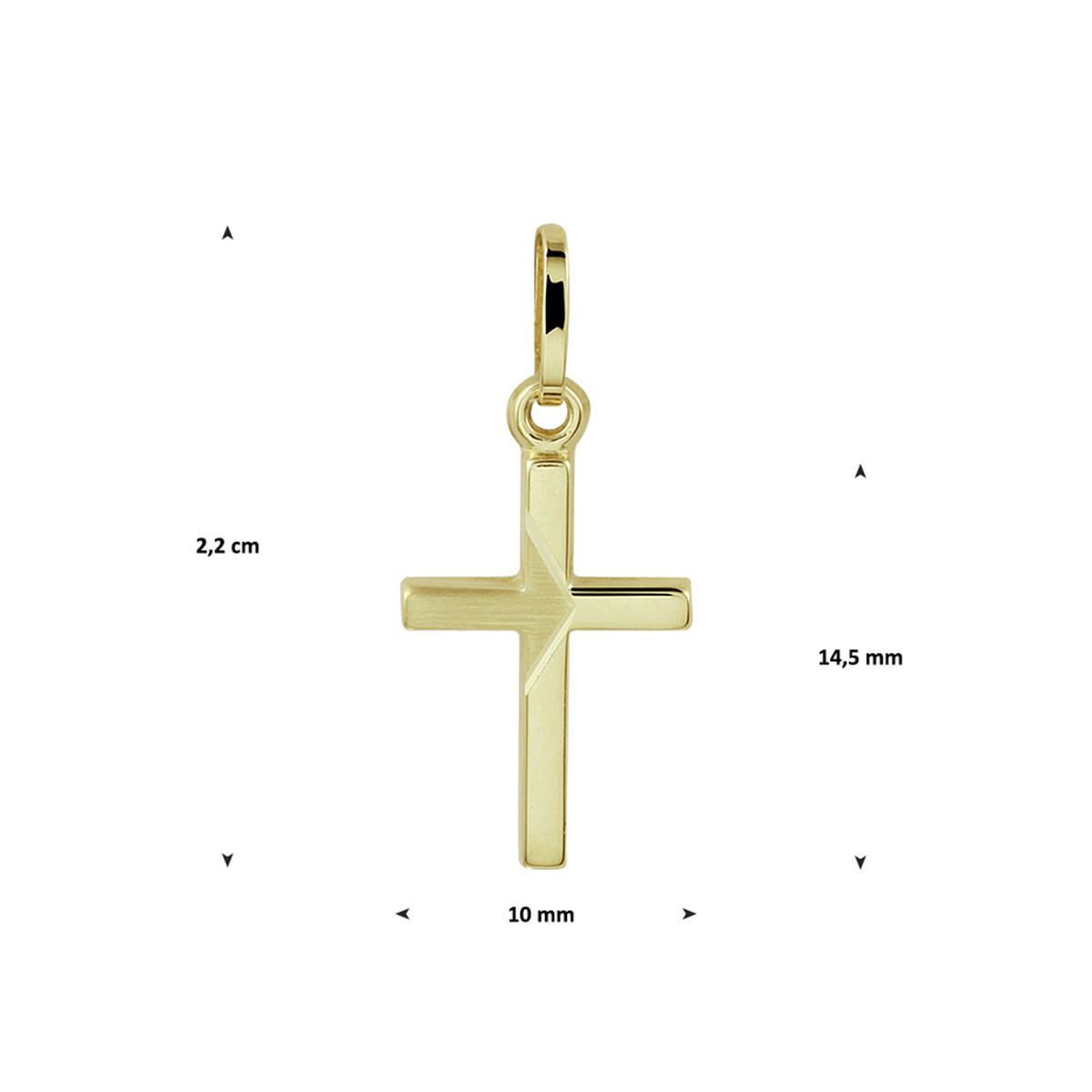 Gouden gediamanteerde kruis hanger - 14.5 x 10 mm