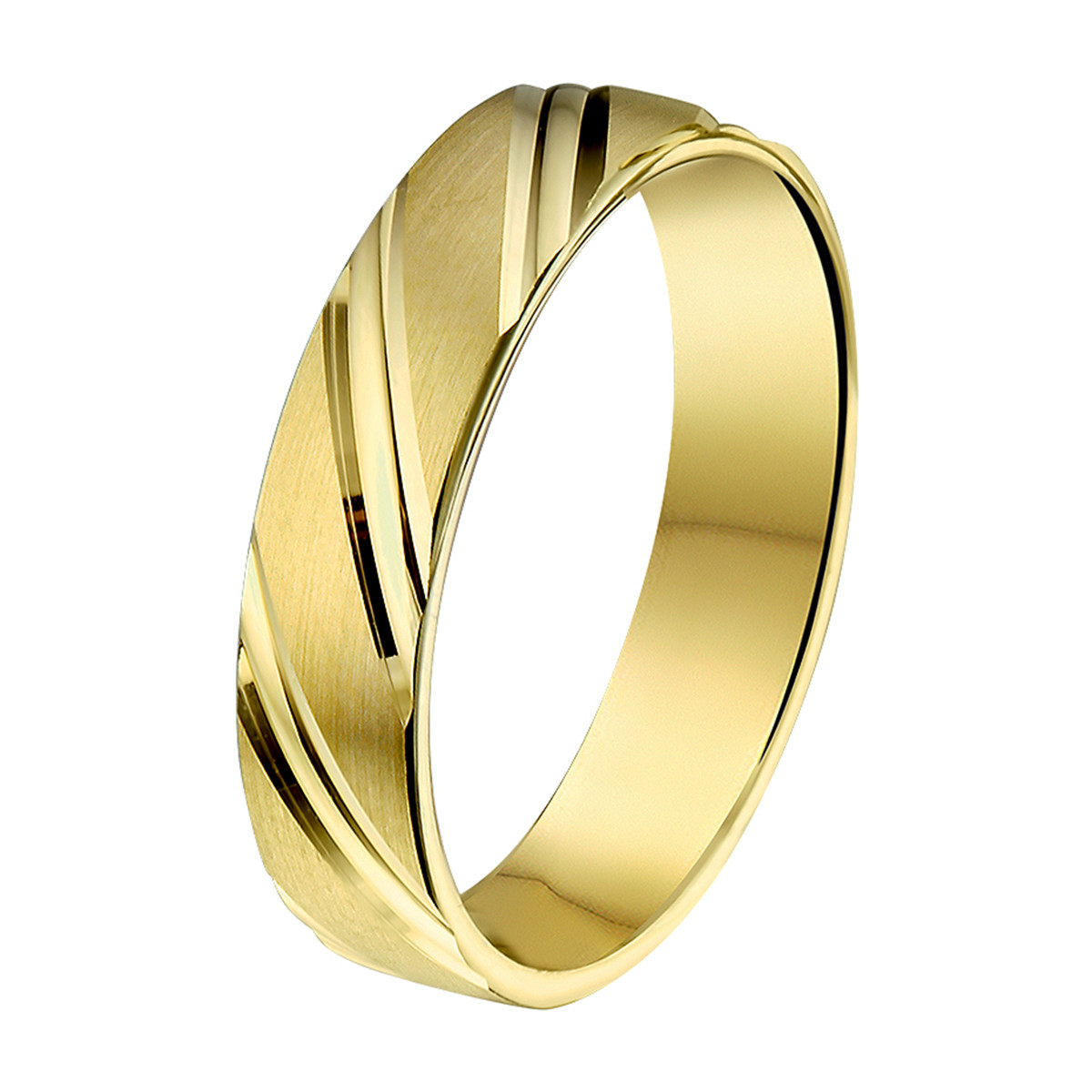 Gouden gediamanteerde trouwring 5 mm