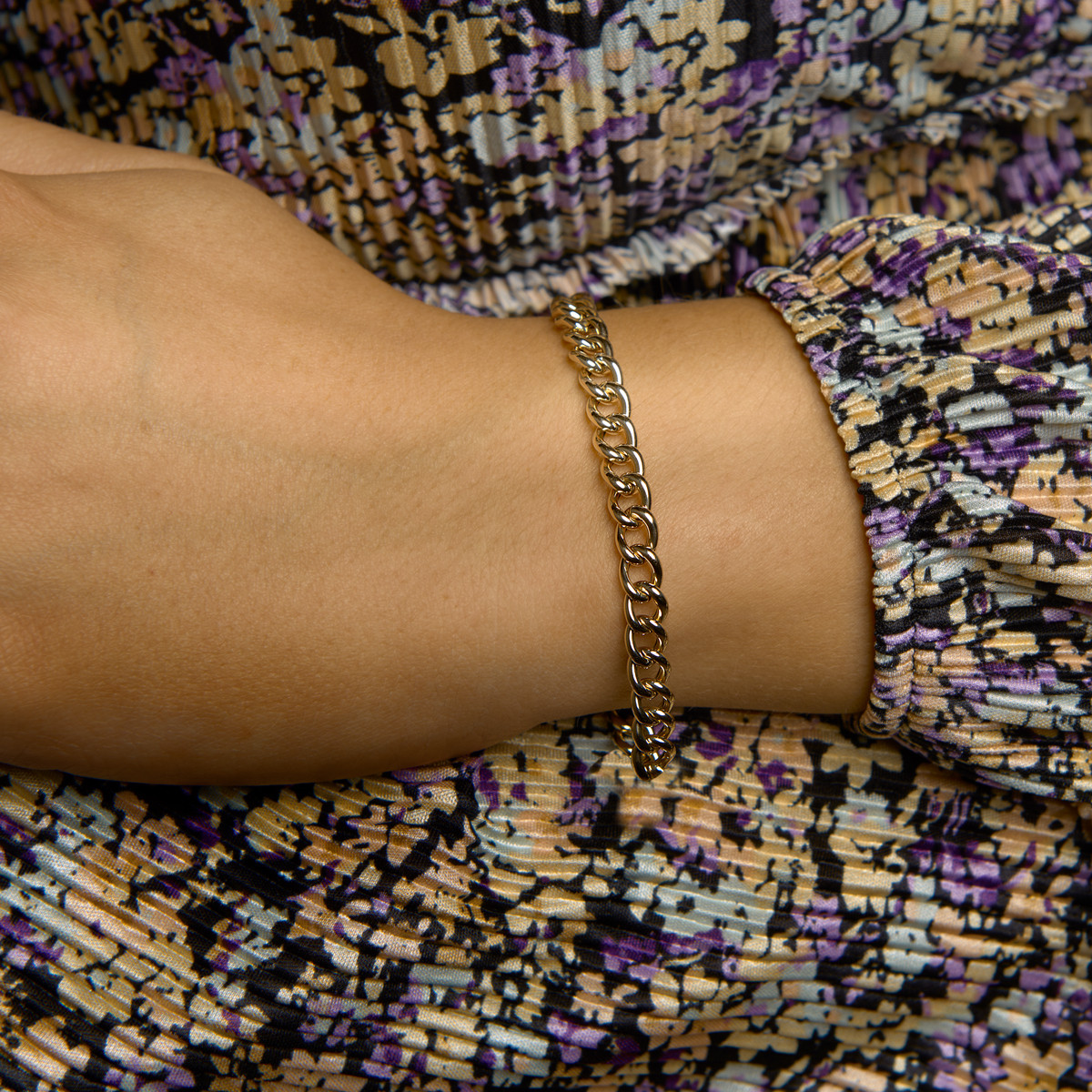 Gouden gourmet armband 6 mm - Lengte 19 cm