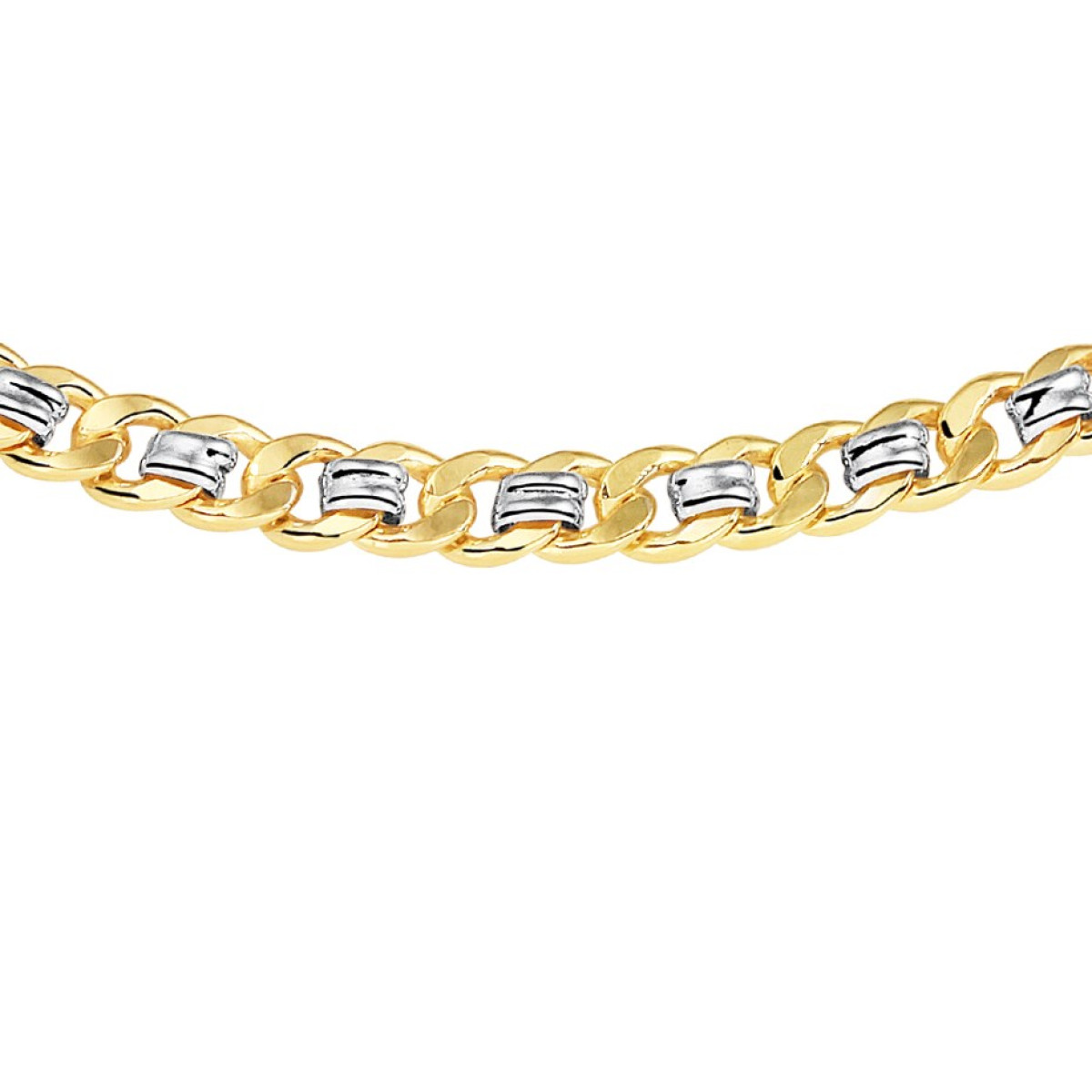 Gouden gourmet ketting met zilveren kern 6 mm