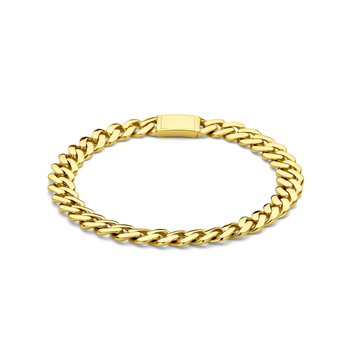 Gouden gourmet schakelarmband 18-karaat goud en glanzend 7.5 mm breed - Lengte 20 cm
