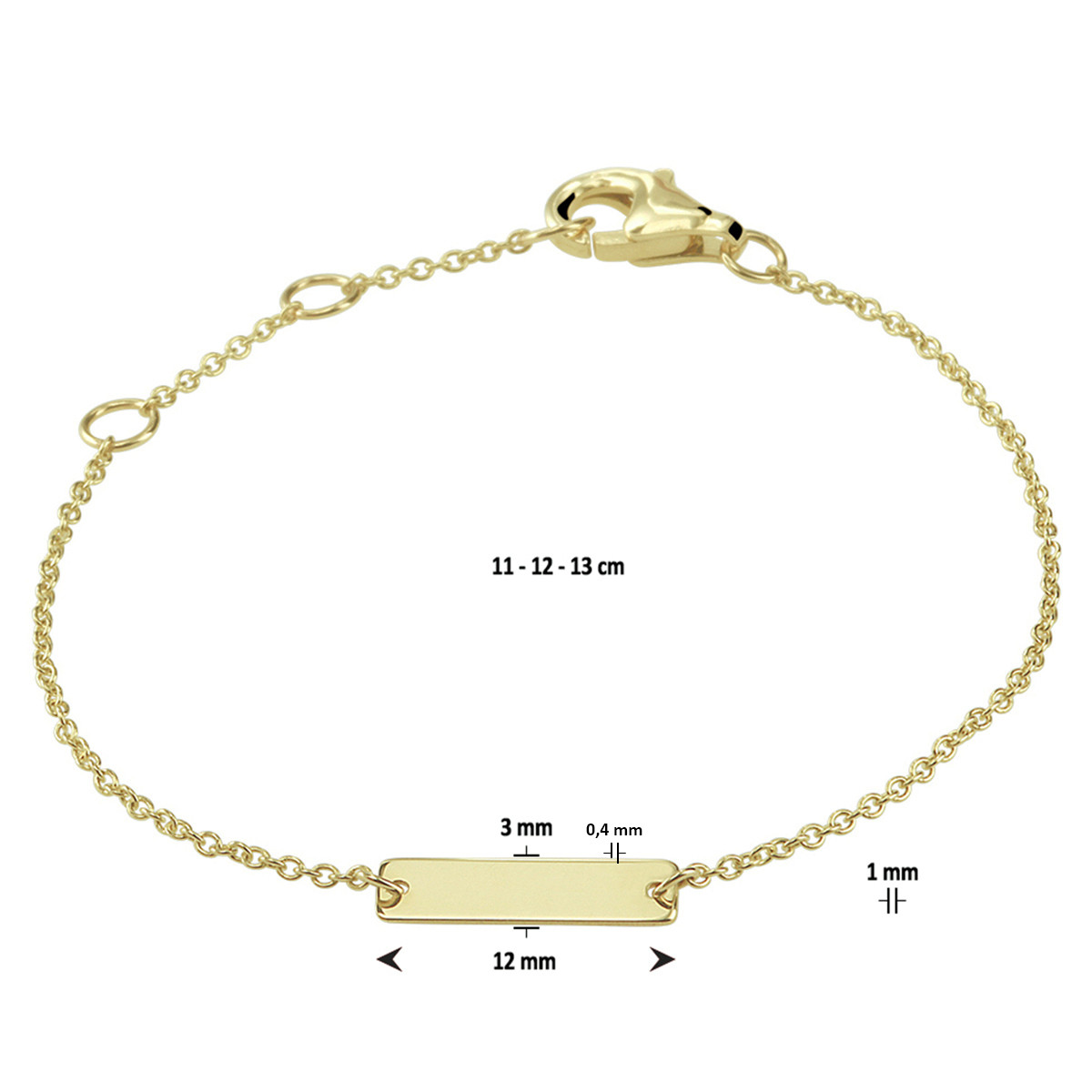 Gouden graveerbare anker kinderarmband - Lengte 11 - 13 cm