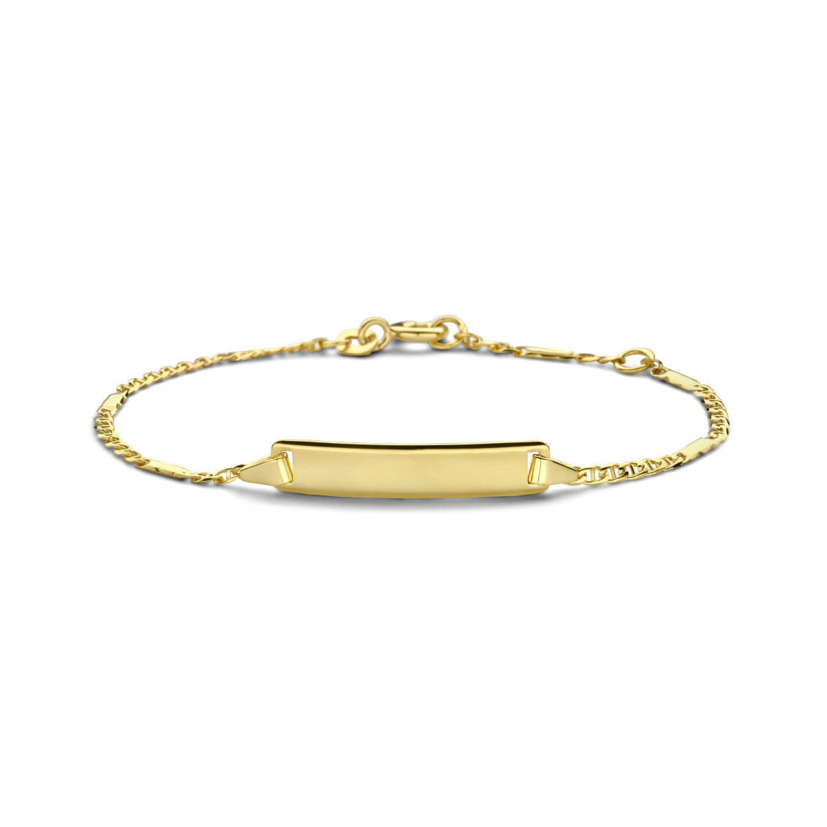 Gouden graveerbare combi plaatarmband
