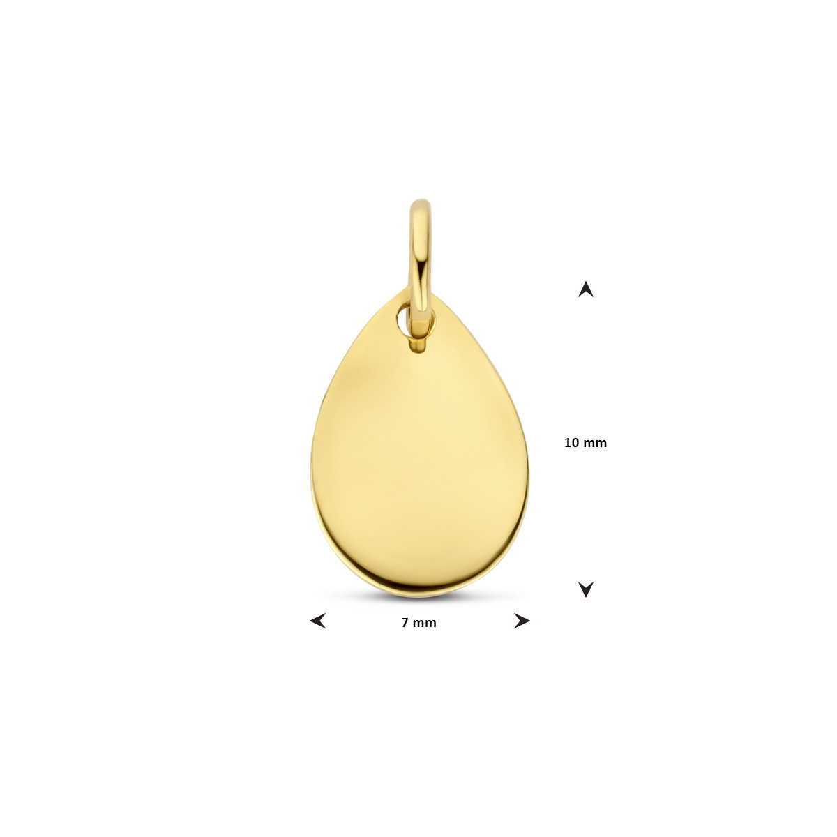Gouden graveerhanger druppel 7 mm breed - Hoogte 14 mm