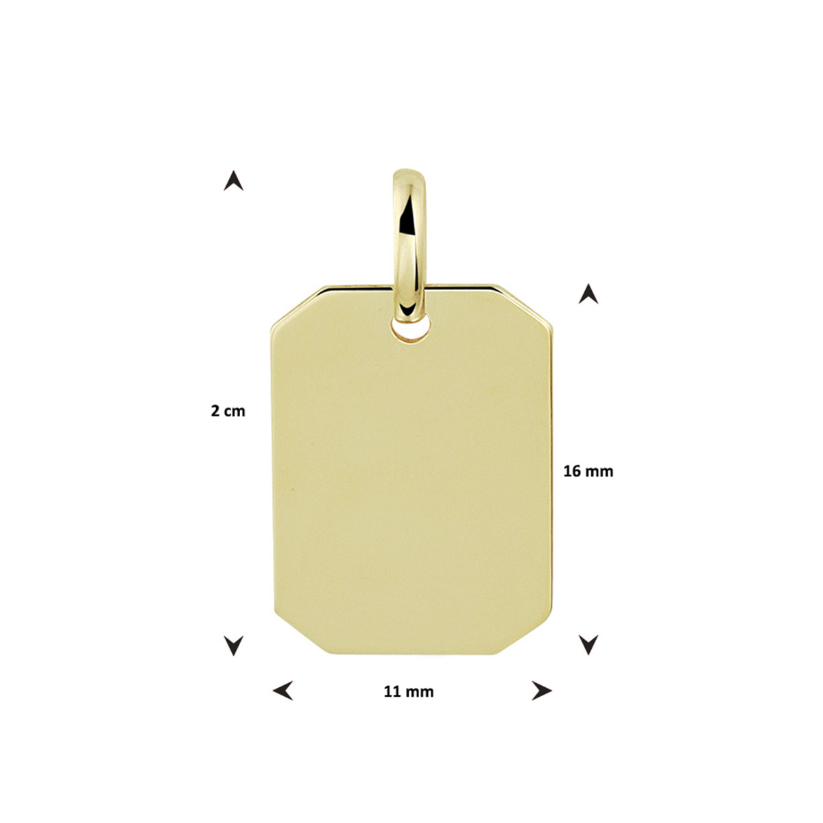 Gouden graveerhanger rechthoek - 20 x 11 mm
