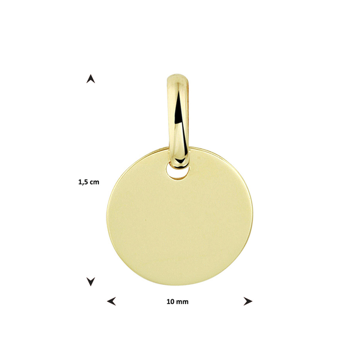 Gouden graveerhanger rond - Diameter 10 mm