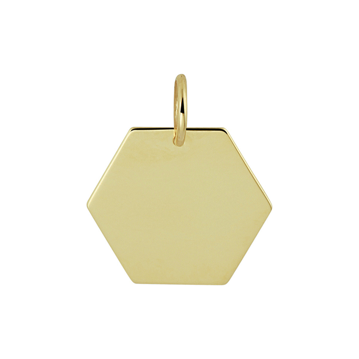 Gouden graveerhanger zeshoek - 12 x 13 mm
