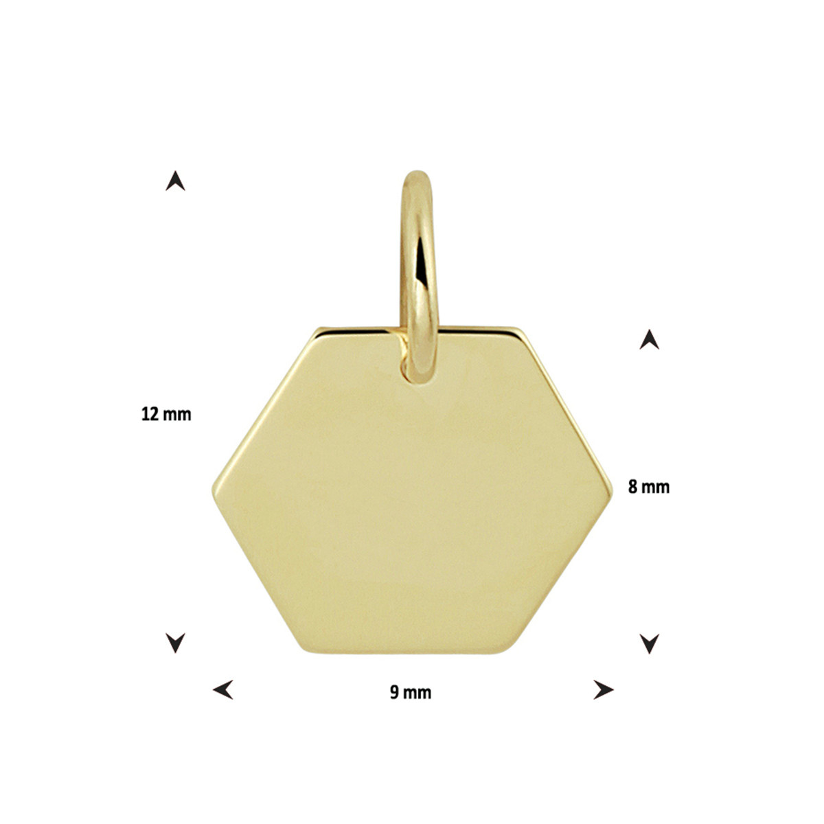 Gouden graveerhanger zeshoek - 12 x 9 mm