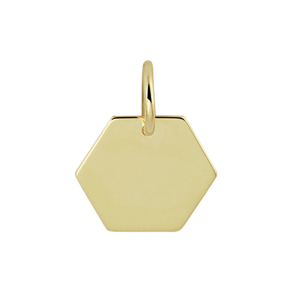 Gouden graveerhanger zeshoek - 12 x 9 mm