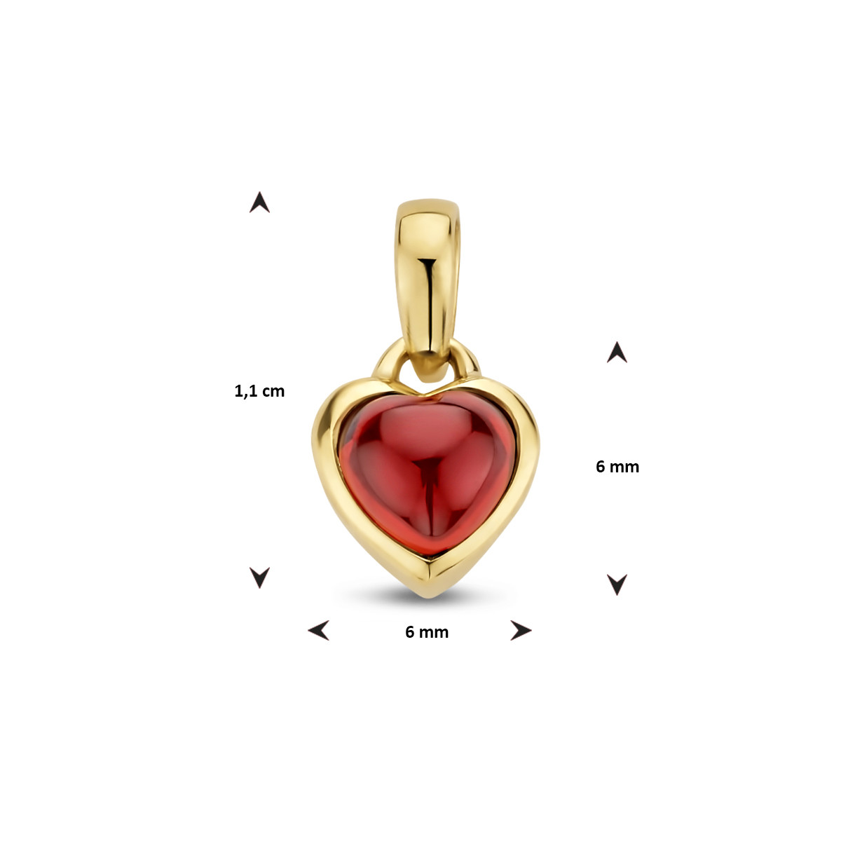 Gouden hanger hart met granaat