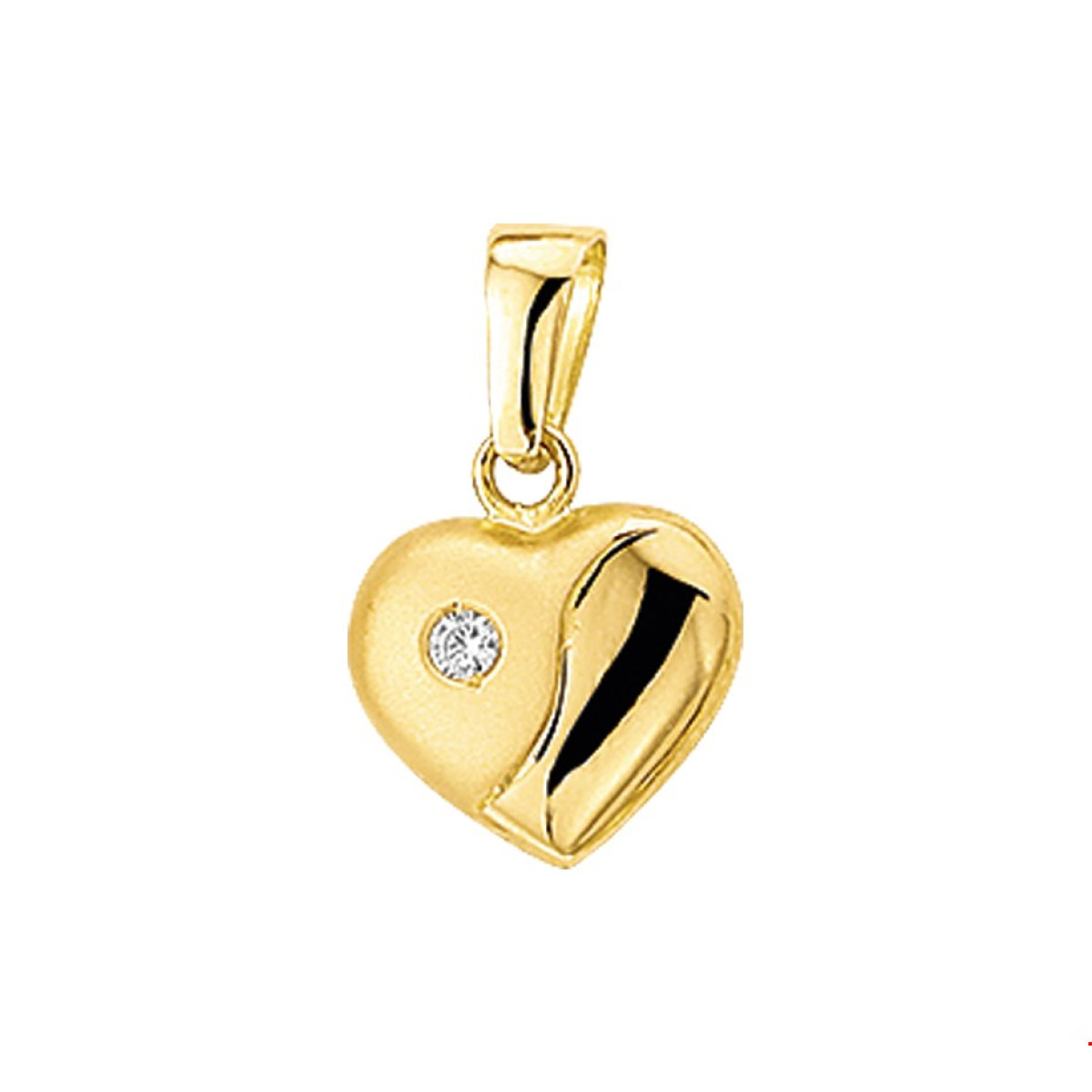 Gouden hanger hartje 10 mm zirkonia 