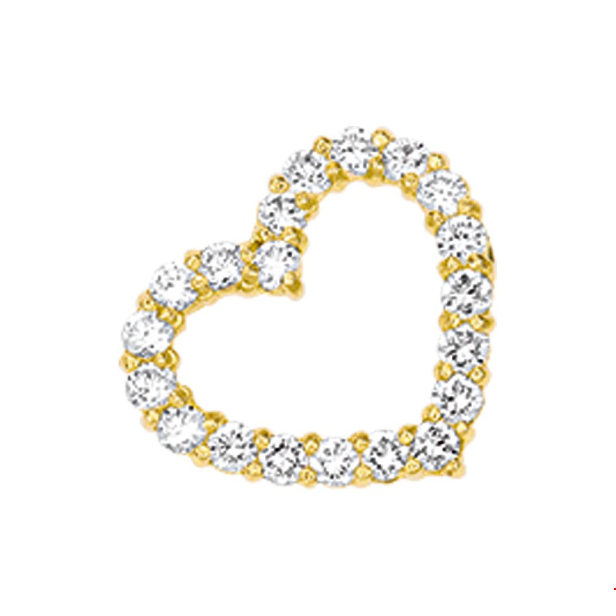 Gouden hanger hartje 11.5 mm x 11 mm zirkonia 