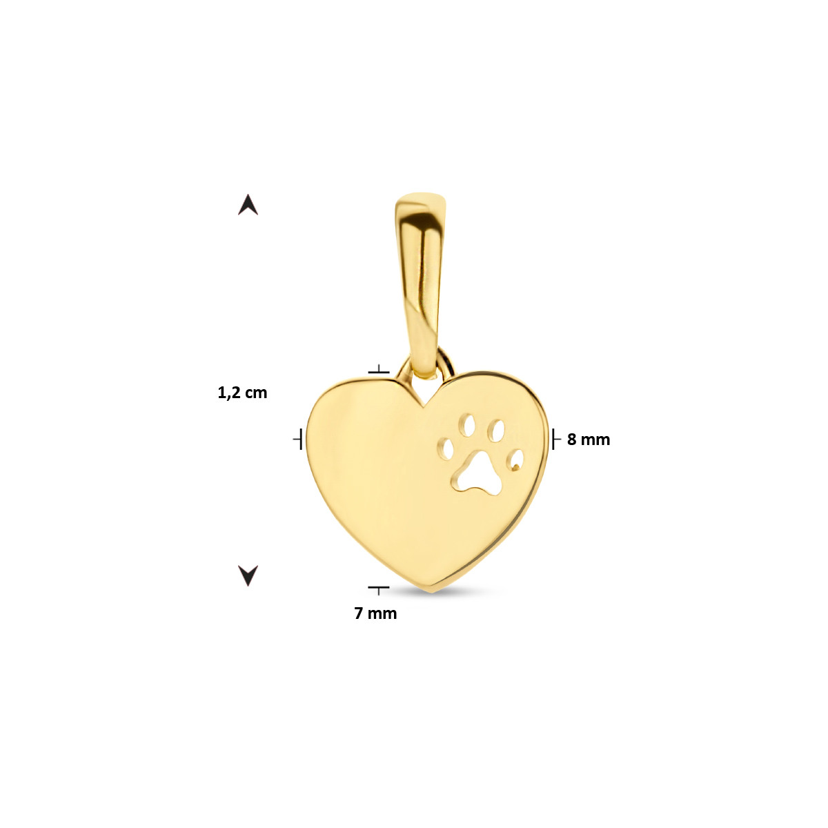 Gouden hanger hartje met hondenpoot
