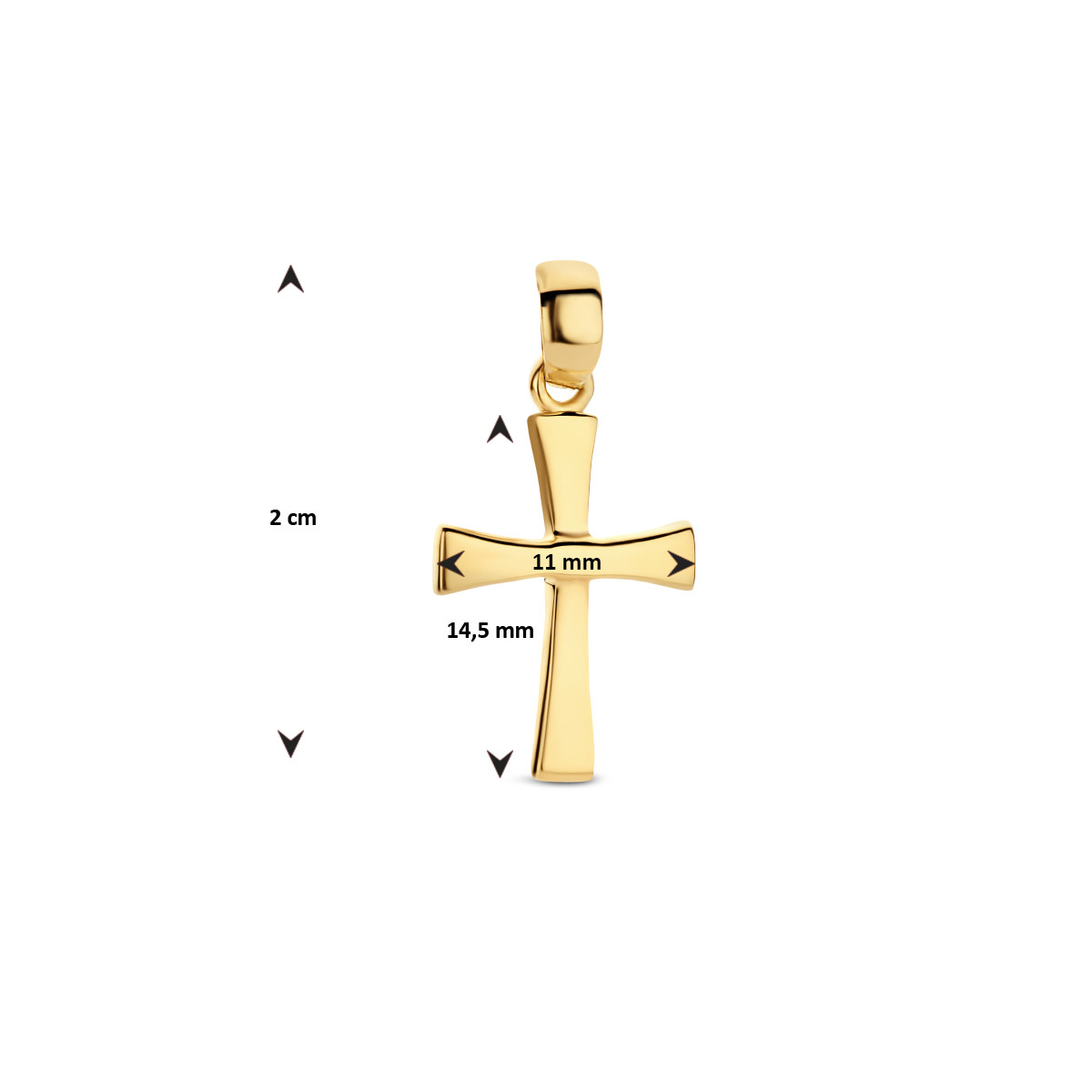 Gouden hanger kruis 14 mm