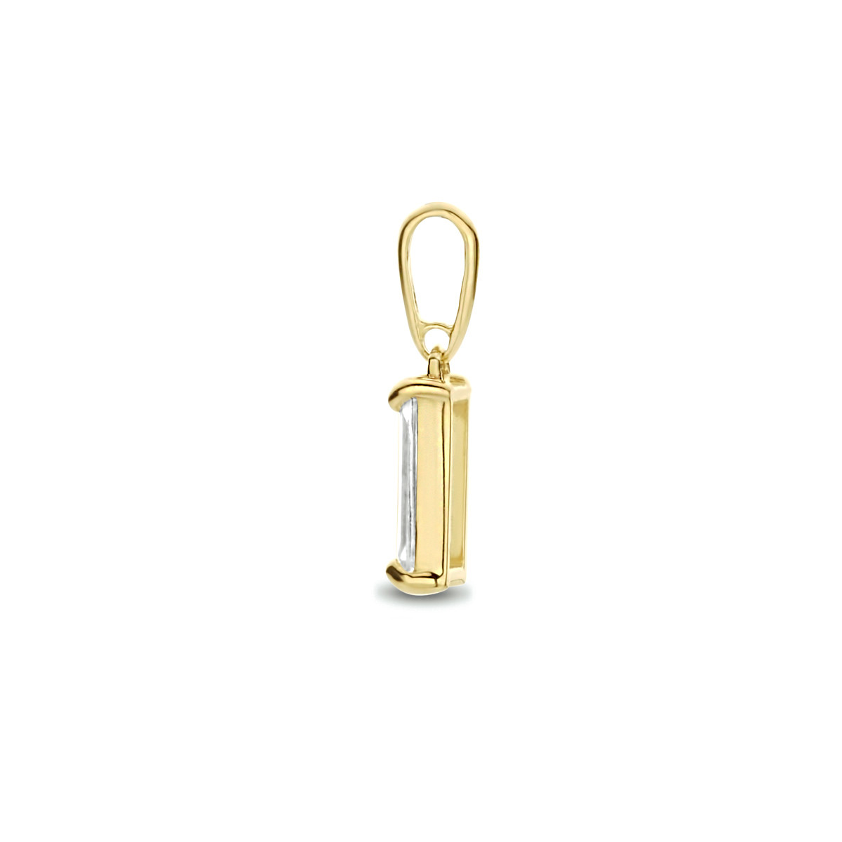 Gouden hanger met baguette zirkonia - 14 x 4 mm