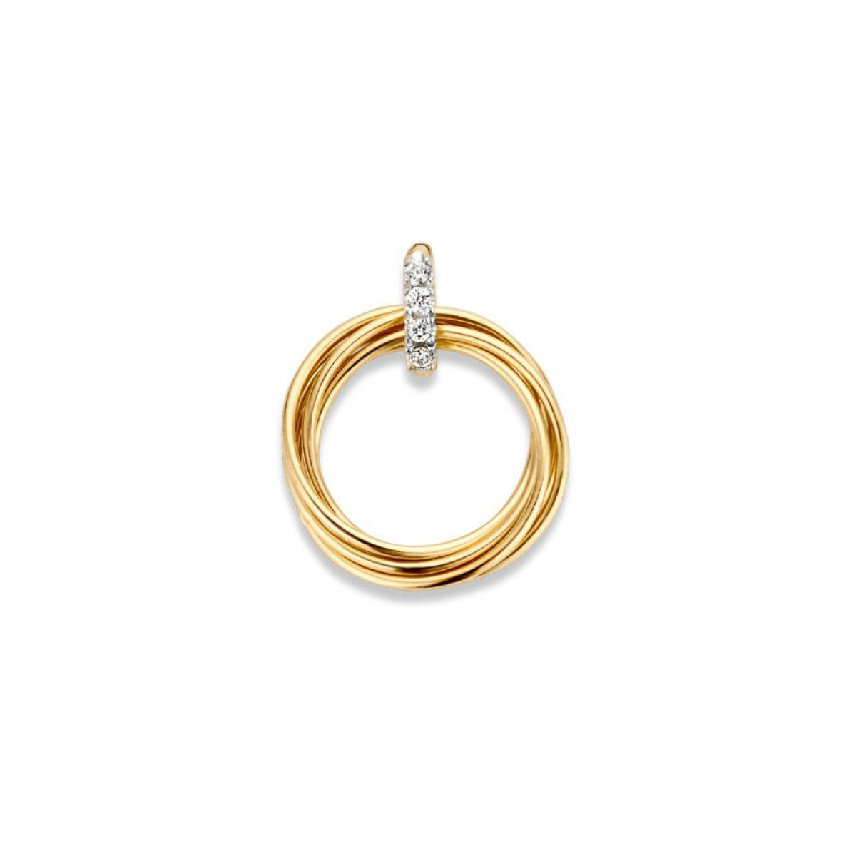 Gouden hanger met fijne ringen en zirkonia