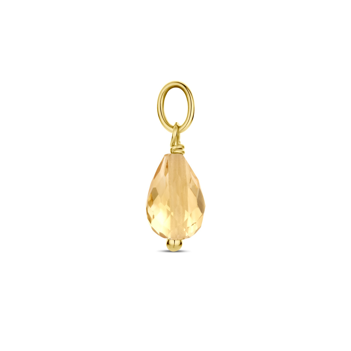 Gouden hanger met gele/oranje citrien 5 mm breed - Hoogte 15 mm