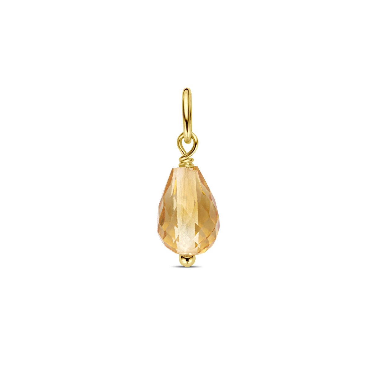 Gouden hanger met gele/oranje citrien 5 mm breed - Hoogte 15 mm
