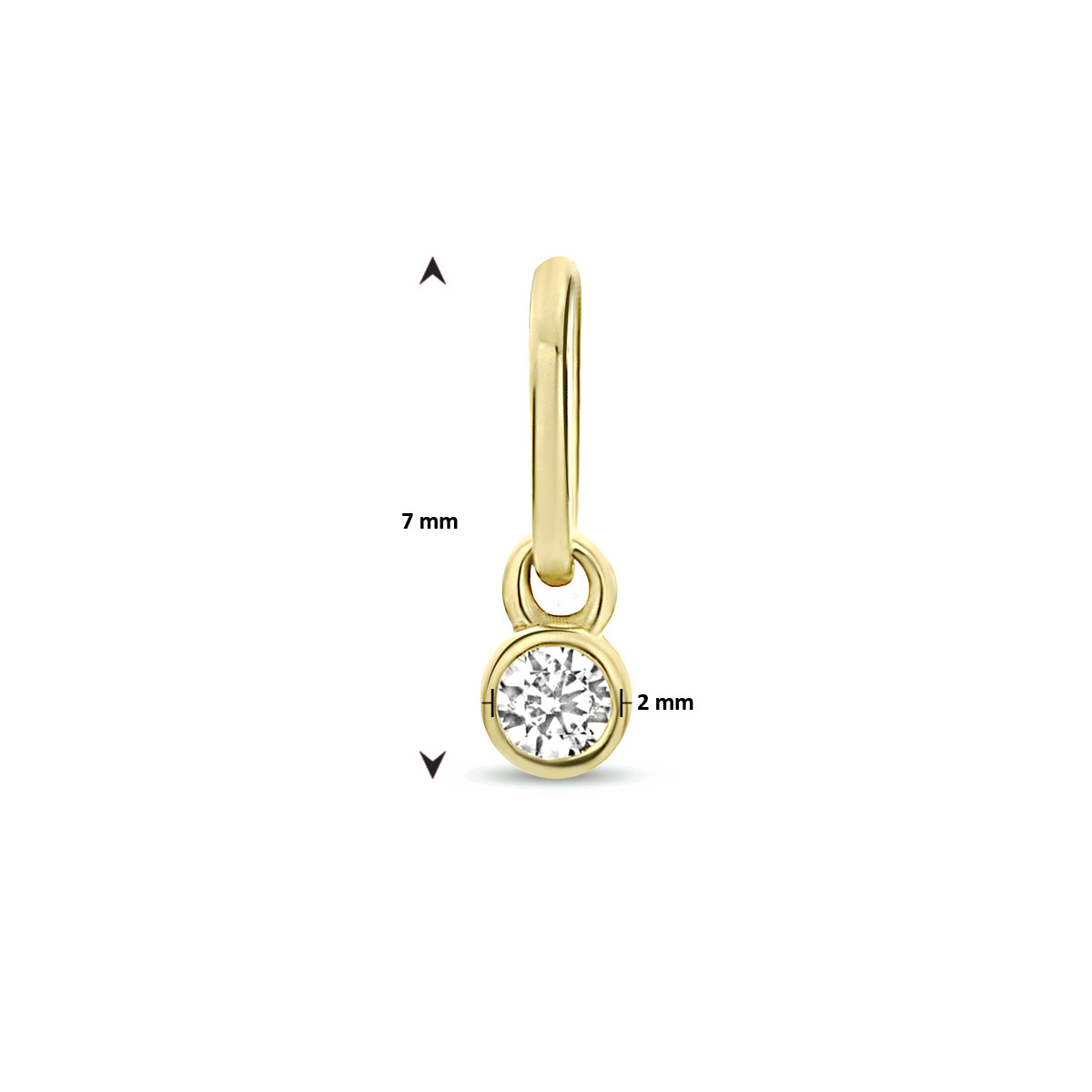 Gouden hanger met kleine zirkonia - Diameter 2 mm