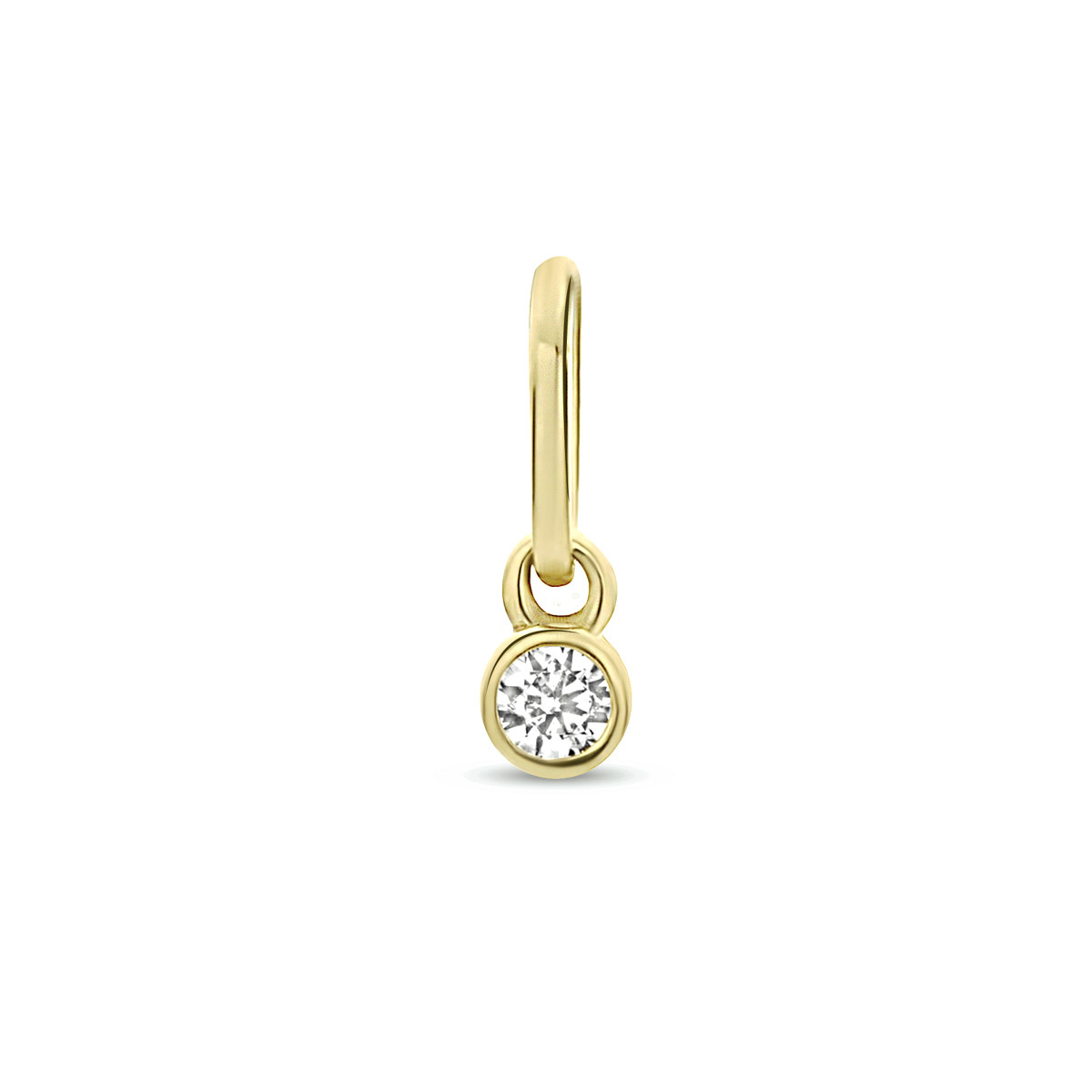 Gouden hanger met kleine zirkonia - Diameter 2 mm