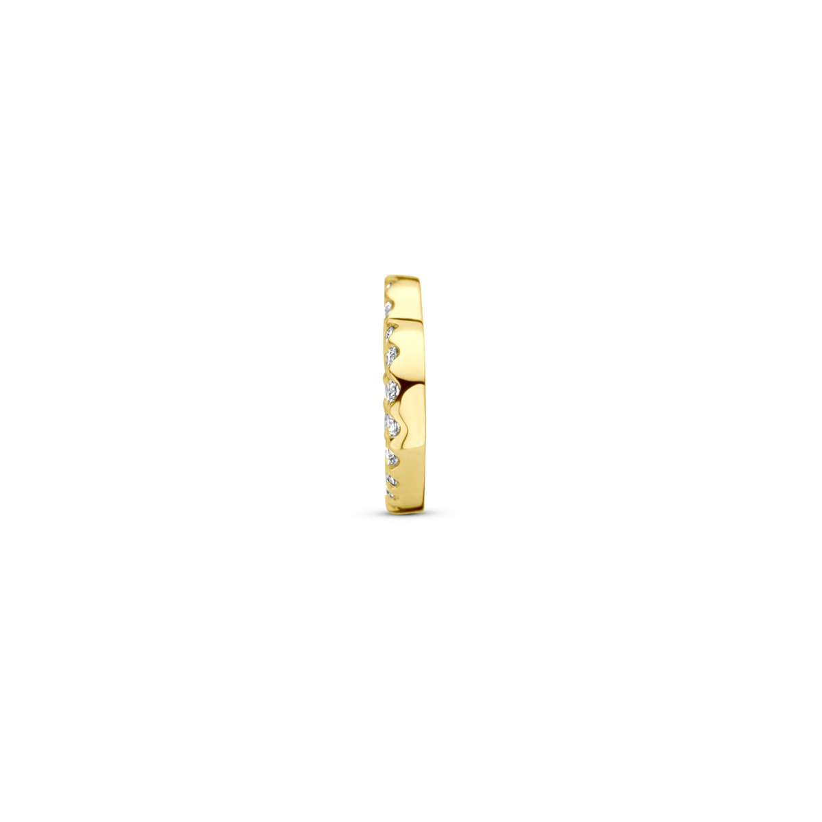Gouden hanger met open hartje en briljant geslepen diamanten 0.06 crt 8 mm breed - Hoogte 7 mm