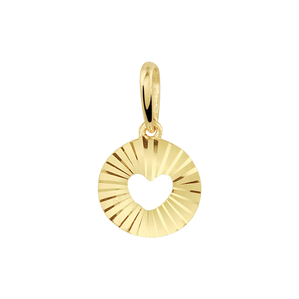Gouden hanger met opengewerkt hartje gediamanteerd - Diameter: 8.5 mm