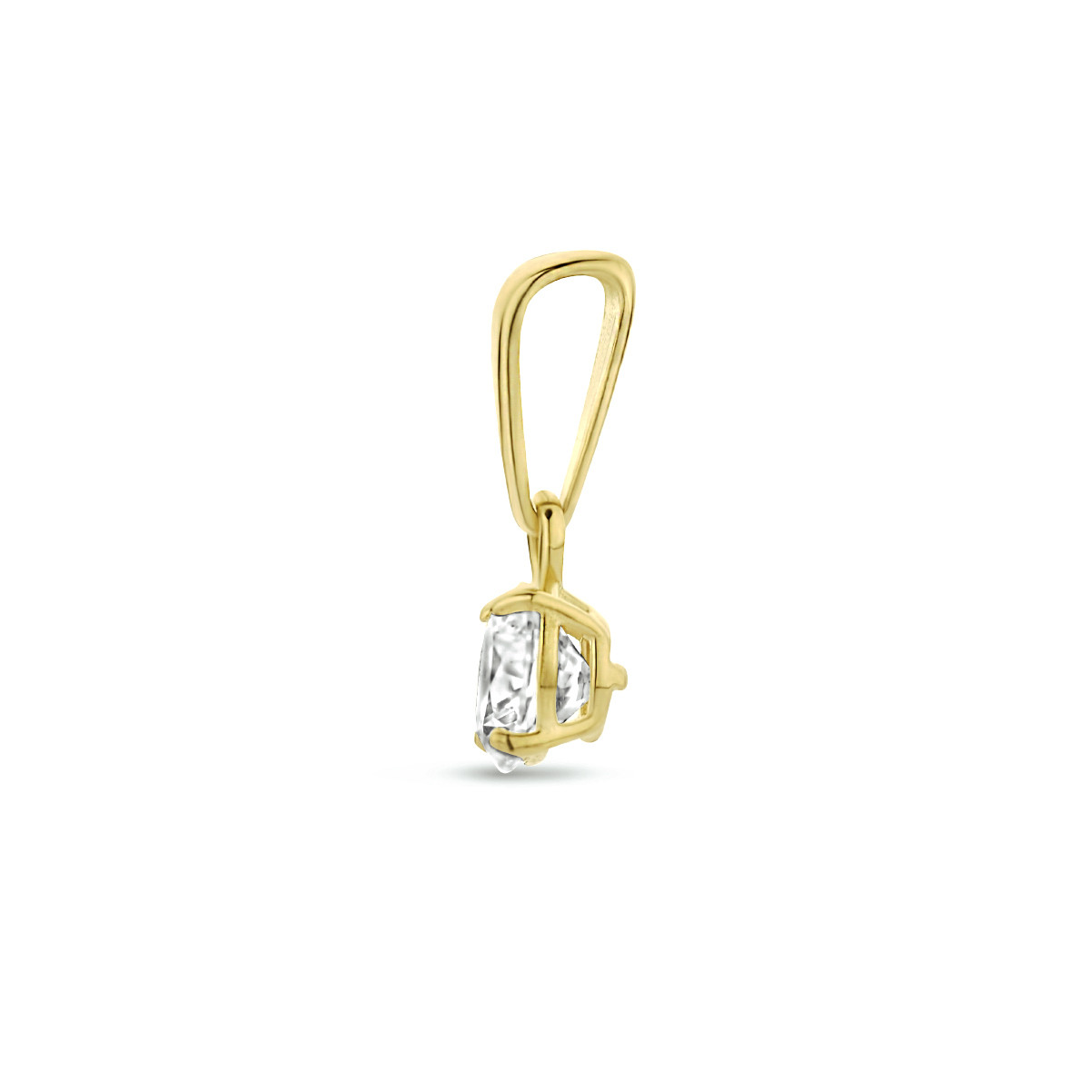 Gouden hanger met zirkonia - Diameter 4 mm