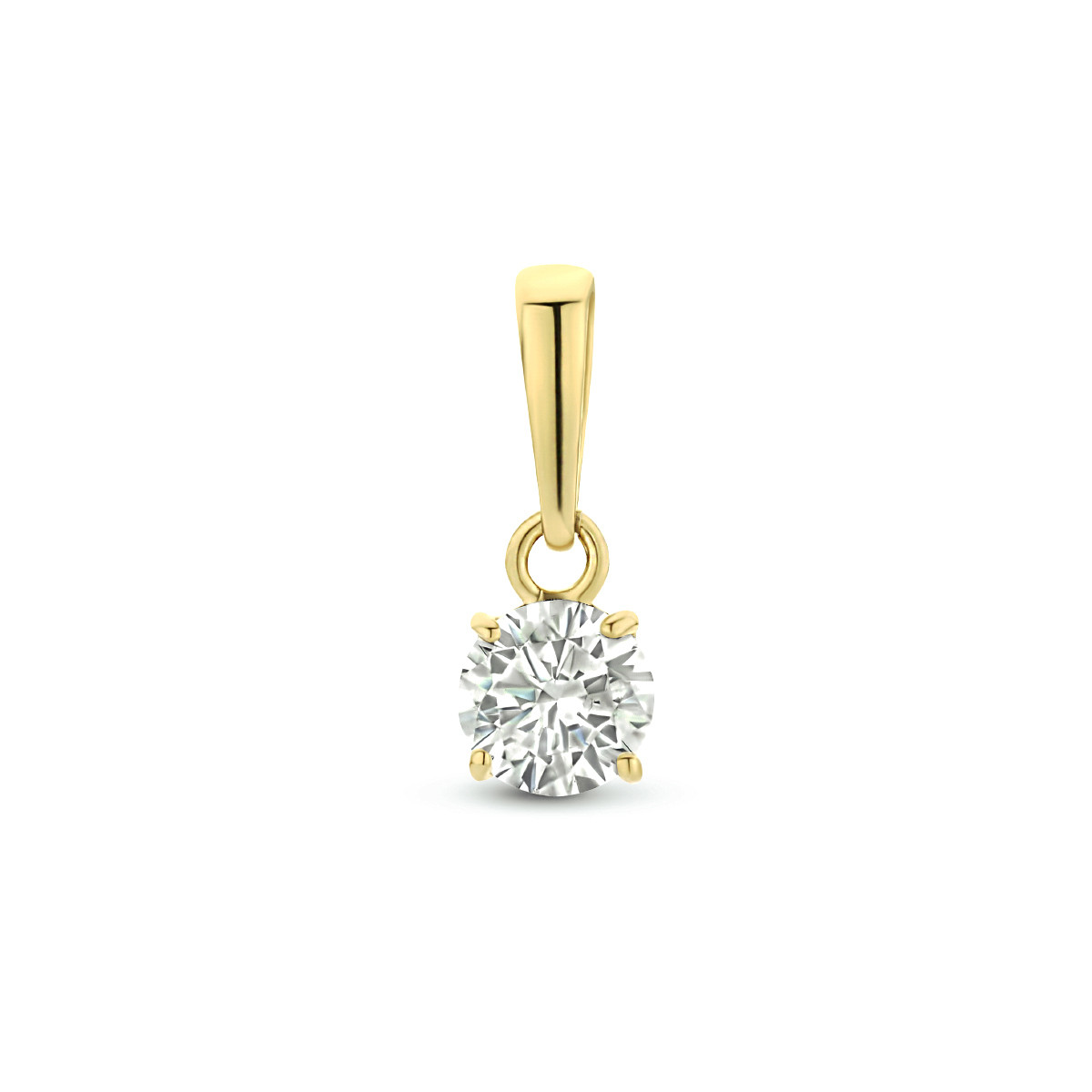 Gouden hanger met zirkonia - Diameter 4 mm