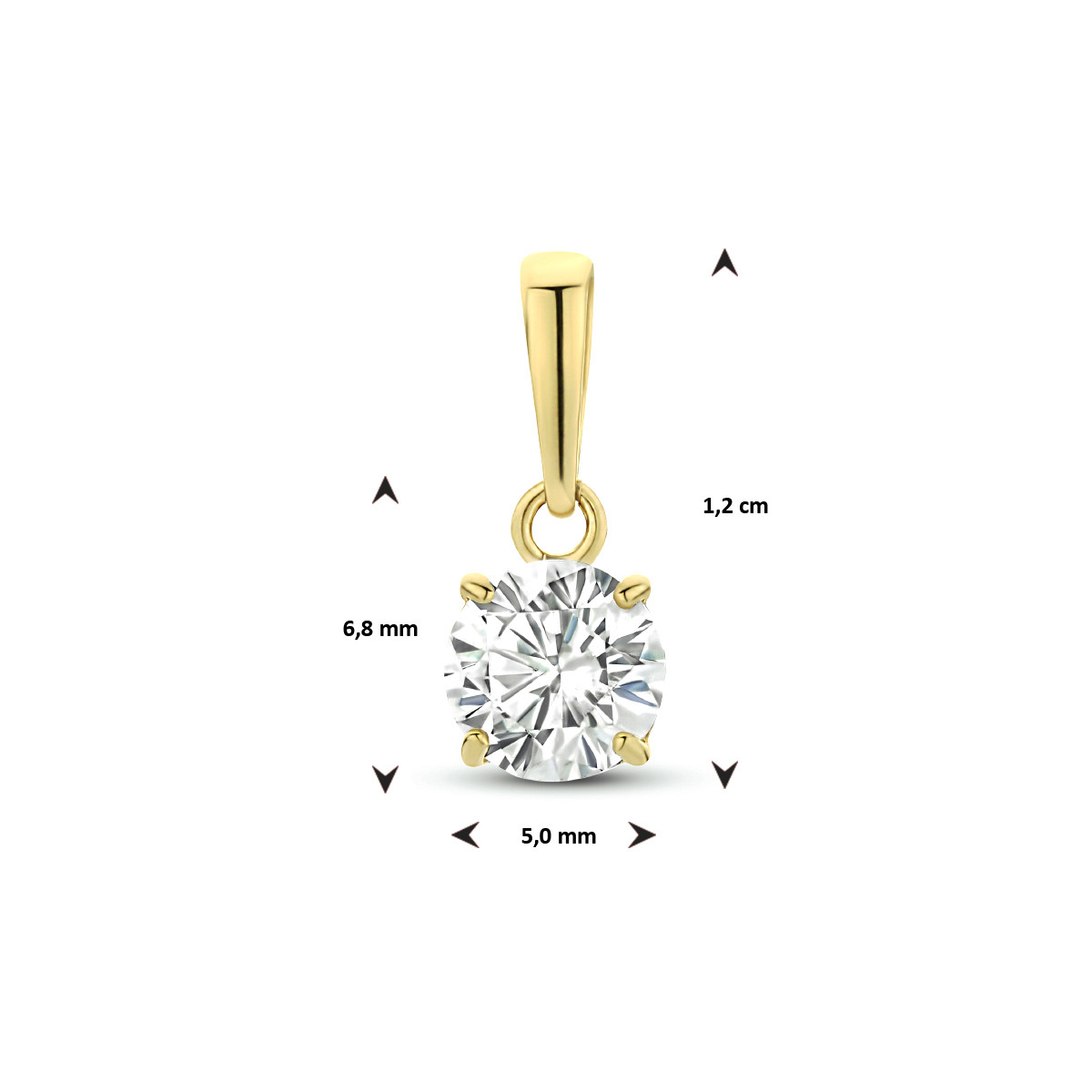 Gouden hanger met zirkonia - Diameter 5 mm