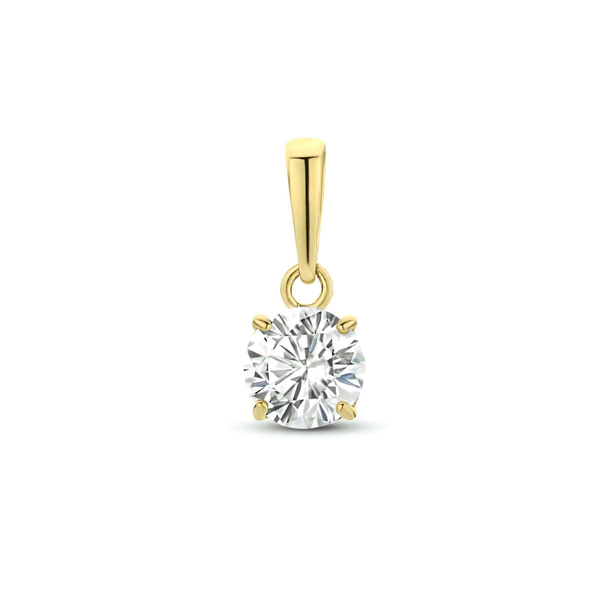 Gouden hanger met zirkonia - Diameter 5 mm