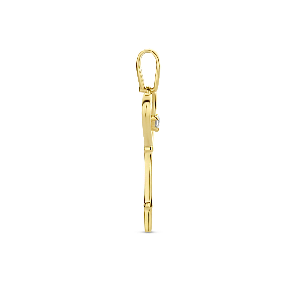 Gouden hanger sleutel met hart en zirkonia