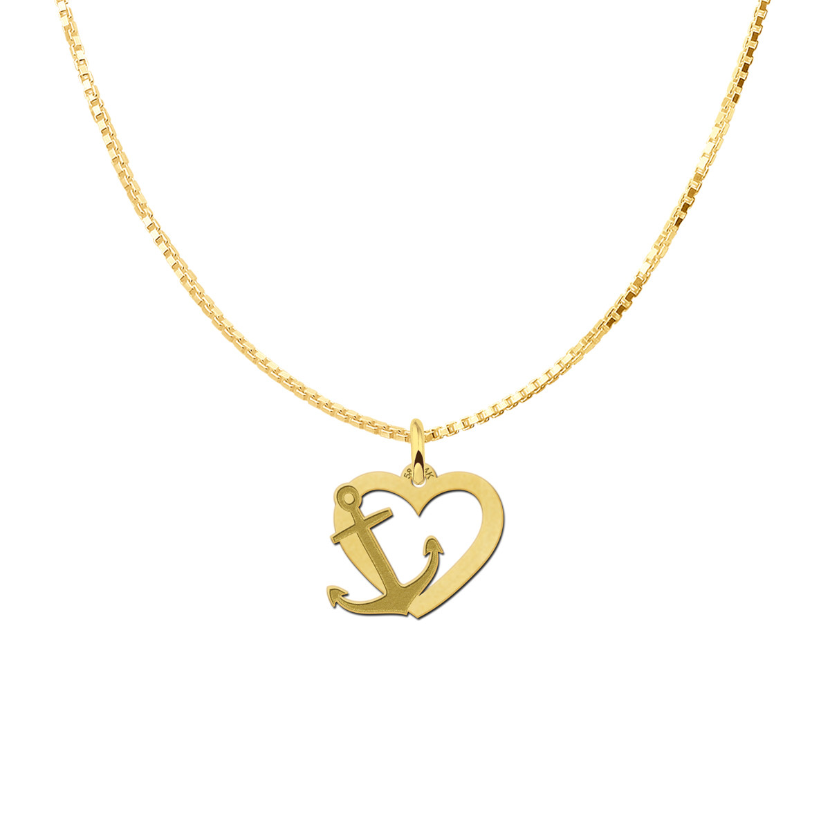 Gouden hart hanger met anker