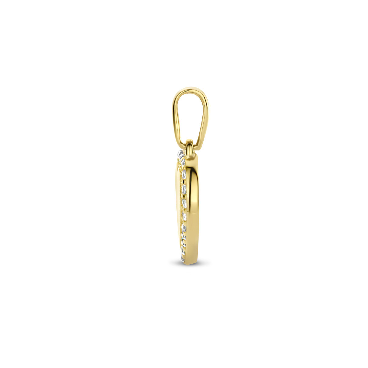 Gouden hart hanger met zirkonia's - 11.5 x 12 mm