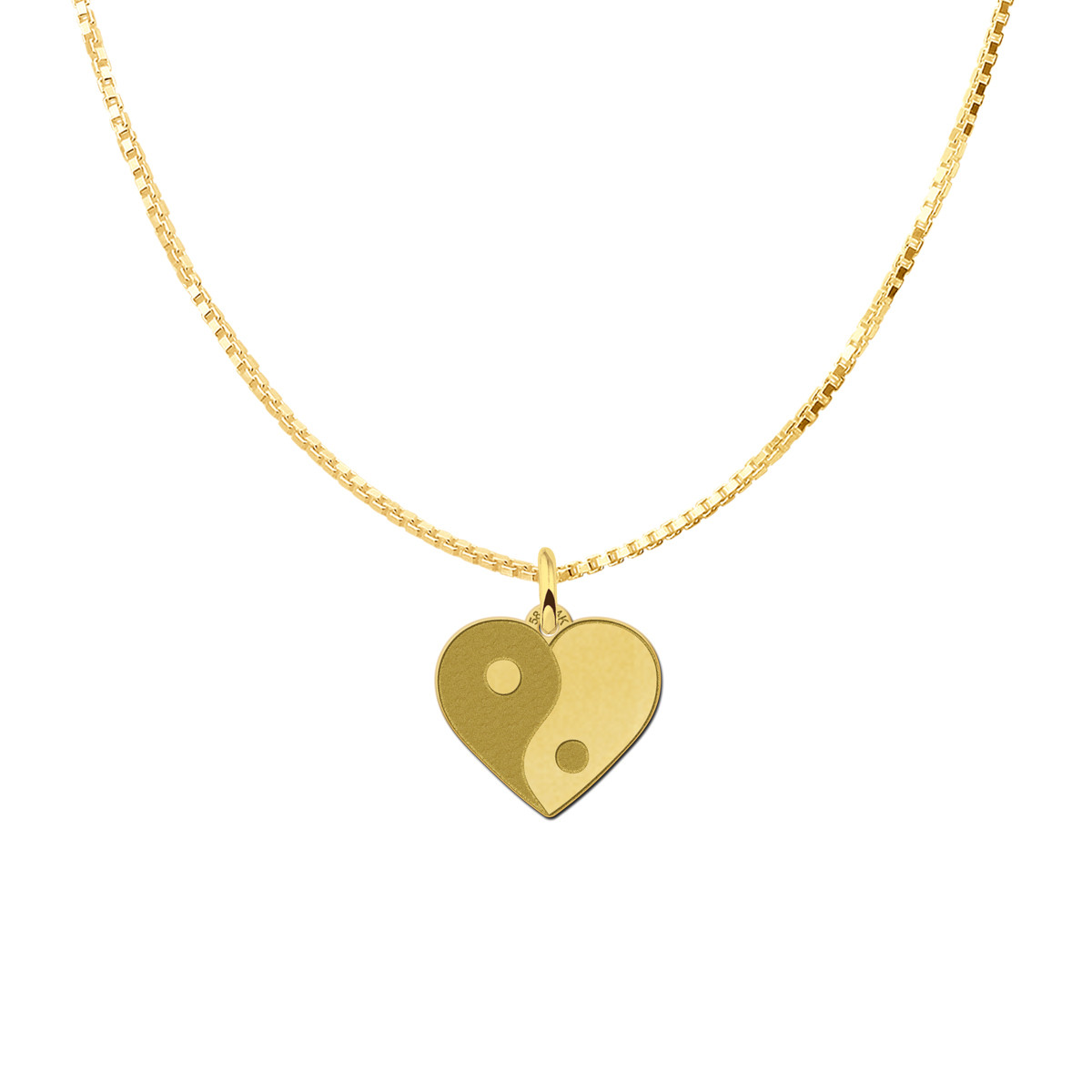Gouden hart hanger Yin en Yang